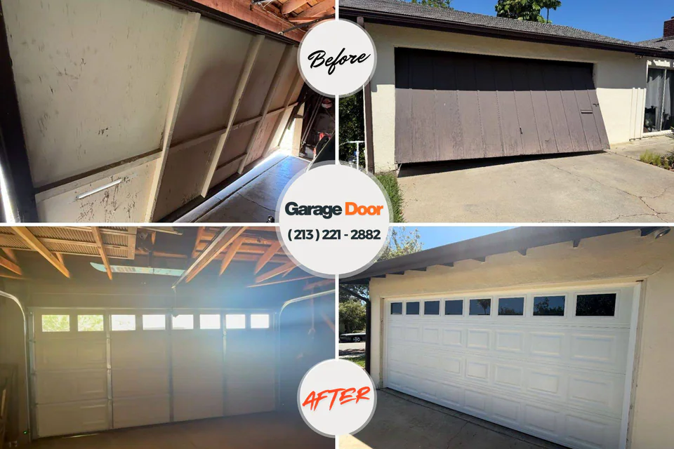 Before and after: garage door repair Seneca, PA